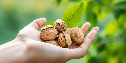 walnuts split open with leaves on the side isolated on a white summer backround сreated with Generative Ai