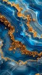 A close up of blue marble agate gold powder tracing its intricate patterns framed by a minimalist copy space for contrast