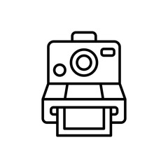 Poster - Polaroid camera outline icons, minimalist vector illustration ,simple transparent graphic element .Isolated on white background