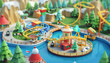 Adventure Theme Park: A theme park set with rides, attractions, and entertainment zones for adventure-themed shows
