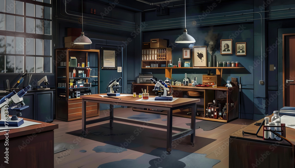 Crime Scene Investigation Lab: A forensic lab set with microscopes ...