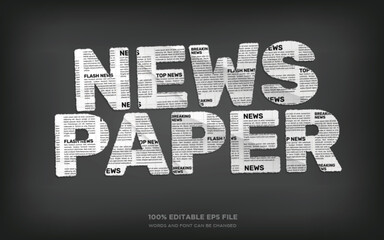 Wall Mural - Newspaper editable text style effect	