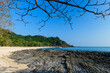 landscape of Farang Beach or Charlie Beach, there are many rock on the sandy beach. Trang Thailand