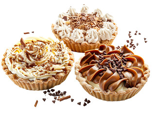 Wall Mural - 3 or 4 delicious cream pie on a white isolated background PNG