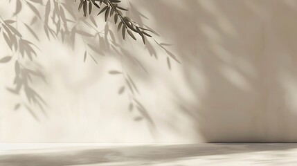 Poster - Generative AI : Minimalistic abstract gentle light beige background with light andand intricate shadow from the window