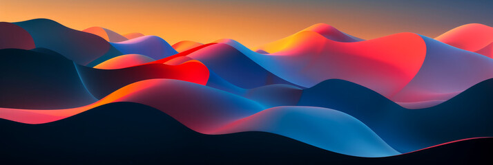 Wall Mural - a colorful mountain range with a sunset in the background