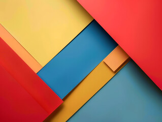 Wall Mural - A colorful collage of paper with a yellow and blue strip in the middle