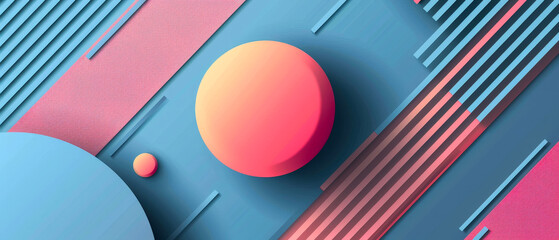 Wall Mural - A blue and pink background with a red circle in the middle