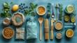 Creative collage of eco-friendly products like reusable bags and bamboo utensils, playful composition