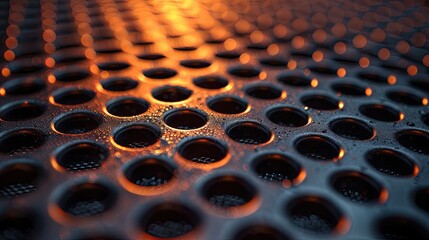 Macro photo of computer speaker grill, shallow depth of field