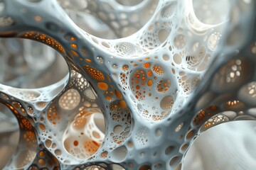 Close-up of abstract organic structure with orange accents