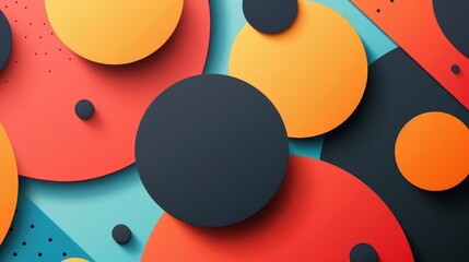 Poster - Simplistic Geometric Composition with Vibrant Spherical and Circular Shapes Showcasing Modern and Minimalist Design Aesthetic description This image