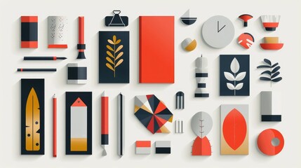 Poster - Minimalist Graphic Design Elements Showcasing Flat Geometric Shapes and Patterns