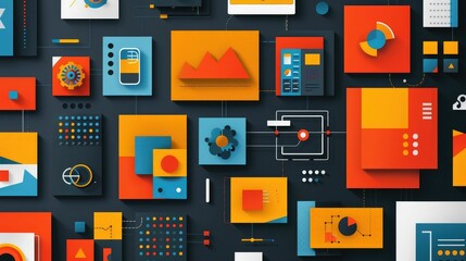 Poster - Stripped down graphics that focus on the essential elements creating a modern minimalist and visually compelling composition