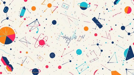 Poster - Playful Mathematical Abstract Shapes and Symbols on Clean Minimalist Background