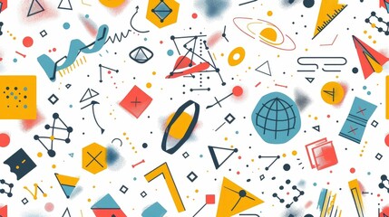 Poster - Vibrant Geometric Abstraction with Mathematical Symbols and Figures
