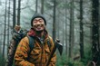 Smiling Woodsman in Misty Forest