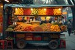 Street Food Cart Colorful street food cart offering local delicacies