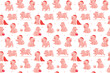 Pattern seamless tile background with cute pig in a Christmas hat and cloak. vector illustration