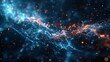 A blue and orange galaxy with a lot of stars. The stars are scattered all over the galaxy and the colors are bright and vibrant. The galaxy is full of energy and movement, giving it a dynamic