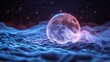 © Sodapeaw - A glowing sphere is floating in the ocean. The sphere is surrounded by a blue and red background. The image has a dreamy, ethereal quality to it