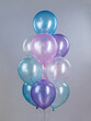 Transparent metallic helium balloon fountain