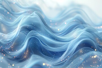 Wall Mural - Blue background with blur waves and white lines