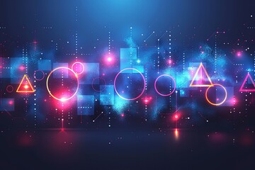 Wall Mural - blue background with geometric shapes and gradients for technology or digital marketing themes