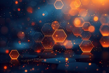 Poster - A colorful image of hexagons with orange and blue colors