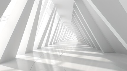 Wall Mural - futuristic white corridor with geometric structure. perfect for modern design concepts. minimalist a