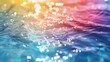 Water texture with light reflection and rainbow rays, creating a beautiful overlay on a white background.