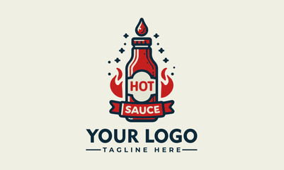 Canvas Print - Sauce logo food icon restaurant logo Spicy sauce logo template