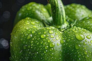 Wall Mural - Green pepper on black background