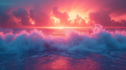 Poster - Pink and Blue Ocean Waves