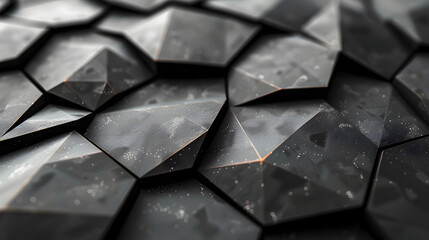 Wall Mural - Black Abstract Geometric Background with Polygons Creating a Futuristic and Modern Design