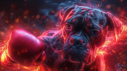 Poster - Boxer Dog Throwing Punch