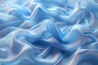 Abstract sky blue wavy background, water color satin drapery texture, 3d render illustration, generative ai