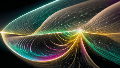  量子力学的エネルギーの波をイメージした抽象的なイラスト