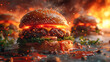 © ParinwatDOP - Cheeseburger planets orbiting in a fast-food galaxy Color Grading Complementary Color