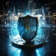 a shield that protects digital data and information security from online threats in cyberspace