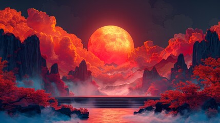 Canvas Print - Crimson Moonrise