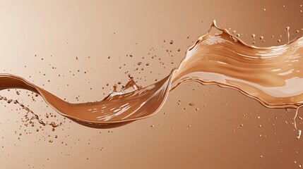 Wall Mural - The 3-D rendering shows chocolate splash, cacao drink or coffee, splashing cooking ingredient. Abstract liquid spiral wave clip art.