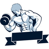 Fototapeta Dinusie - gym emblem strong man