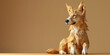Paper dog sitting on beige surface with brown background