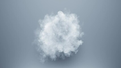 Fototapete - Smoke cloud element animation. Light and clean abstract background. Realistic 3d render simulation. Air ball motion texture. Seamless loop.