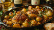 French Coq au Vin on Decorated Table for HD Wallpaper with Cinematic Effect