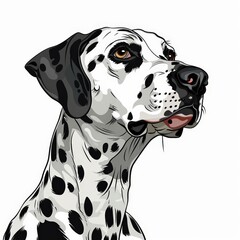 Dalmatian Portrait, Cute Small Dog, isolated on a white background, cartoon illustration