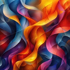 Poster - An energetic and vibrant abstract background featuring an array of wavy, colorful shapes.