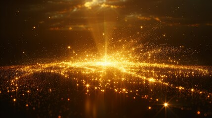 Poster - Isolated gold shine burst modern illustration. Bright and shining golden light star.