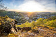 Landscape at sunrise. Beautiful morning environment with fresh greenery in spring. A small place in the middle of nature. taken from a small mountain, Taunus, Hesse, Germany